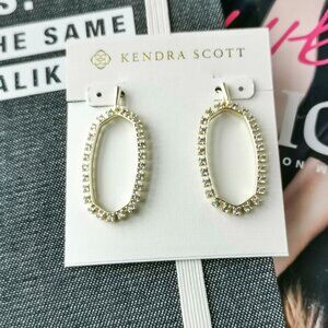 New Gold Kendra Scott Elle Open Frame Crystal Drop Earrings